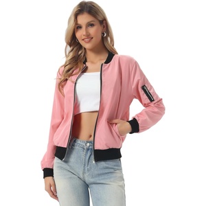 image:imageAllegra K Womens Bomber Jacket Zip Up Windbreaker Casual Lightweight Coats with PocketsRose Pink