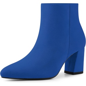 image:imageAllegra K Womens Chunky Heels Pointy Toe Ankle Boots  Block Heels Side Zip Heel 3 Inches Party Halloween days Christmas Days Dating EveningRoyal Blue