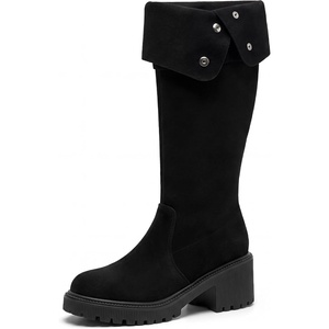 image:imageAllegra K Womens Fold Down Chunky Heel Side Zipper Over Knee BootsBlack