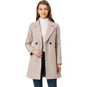 image:imageAllegra K Womens Notched Lapel Peacoat Double Breasted Trench Winter Coat  Raglan Long Sleeve Outerwear Elegant Overcoat Pockets Fully lined Work Office Business CasualLight Grey