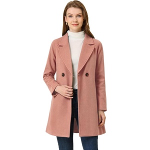 image:imageAllegra K Womens Notched Lapel Peacoat Double Breasted Trench Winter Coat  Raglan Long Sleeve Outerwear Elegant Overcoat Pockets Fully lined Work Office Business CasualDark Pink