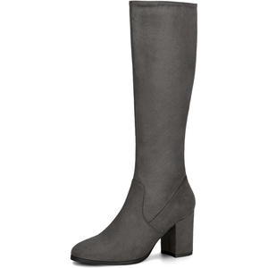 image:imageAllegra K Womens Side Zipper Chunky Heel Knee High Boots  3 17 inches Heel Boot with Side Zip Faux Suede Round Toe Comfort Fall Winter Knee Boots Casual OfficeGrey