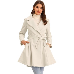 image:imageAllegra K Womens Winter Pea Coats Shawl Lapel Double Breasted Overcoat  Elegant Warm Outfit Long Sleeve Business Work Office Outerwear Aline Trench Coat DailyLight Apricot