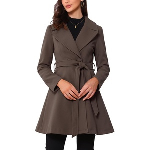 image:imageAllegra K Womens Winter Pea Coats Shawl Lapel Double Breasted Overcoat  Elegant Warm Outfit Long Sleeve Business Work Office Outerwear Aline Trench Coat DailyCoffee