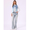 image:imageAllegra K Womens Buttoned Washed Denim Vest Jacket W Chest Flap PocketsBlue White
