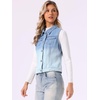 image:imageAllegra K Womens Buttoned Washed Denim Vest Jacket W Chest Flap PocketsBlue White