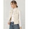 image:imageAllegra K Womens Buttoned Washed Denim Vest Jacket W Chest Flap PocketsOyster