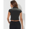 image:imageAllegra K Womens Cropped Denim Jacket Short Cap Sleeve Button Down Summer Casual Crop Jean JacketBlack