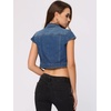 image:imageAllegra K Womens Cropped Denim Jacket Short Cap Sleeve Button Down Summer Casual Crop Jean JacketBlue