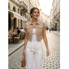 image:imageAllegra K Womens Cropped Denim Jacket Short Cap Sleeve Button Down Summer Casual Crop Jean JacketKhaki