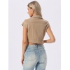 image:imageAllegra K Womens Cropped Denim Jacket Short Cap Sleeve Button Down Summer Casual Crop Jean JacketKhaki