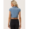 image:imageAllegra K Womens Cropped Denim Jacket Short Cap Sleeve Button Down Summer Casual Crop Jean JacketLignt Blue