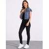 image:imageAllegra K Womens Cropped Denim Jacket Short Cap Sleeve Button Down Summer Casual Crop Jean JacketMblue