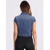 image:imageAllegra K Womens Cropped Denim Jacket Short Cap Sleeve Button Down Summer Casual Crop Jean JacketMblue