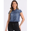 image:imageAllegra K Womens Cropped Denim Jacket Short Cap Sleeve Button Down Summer Casual Crop Jean JacketMblue