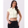 image:imageAllegra K Womens Cropped Denim Jacket Short Cap Sleeve Button Down Summer Casual Crop Jean JacketOyster