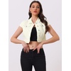 image:imageAllegra K Womens Cropped Denim Jacket Short Cap Sleeve Button Down Summer Casual Crop Jean JacketOyster