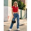 image:imageAllegra K Womens Cropped Denim Jacket Short Cap Sleeve Button Down Summer Casual Crop Jean JacketRed