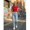 image:imageAllegra K Womens Cropped Denim Jacket Short Cap Sleeve Button Down Summer Casual Crop Jean JacketRed