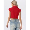 image:imageAllegra K Womens Cropped Denim Jacket Short Cap Sleeve Button Down Summer Casual Crop Jean JacketRed