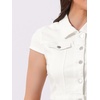image:imageAllegra K Womens Cropped Denim Jacket Short Cap Sleeve Button Down Summer Casual Crop Jean JacketWhite