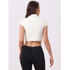 image:imageAllegra K Womens Cropped Denim Jacket Short Cap Sleeve Button Down Summer Casual Crop Jean JacketWhite