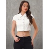 image:imageAllegra K Womens Cropped Denim Jacket Short Cap Sleeve Button Down Summer Casual Crop Jean JacketWhite