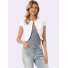 image:imageAllegra K Womens Denim Jacket Short Sleeve Jean Jacket Slim Fit Summer Outfits Casual Cropped JacketWhite