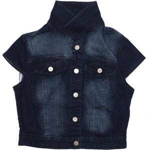 image:imageAllegra K Womens Cropped Denim Jacket Short Cap Sleeve Button Down Summer Casual Crop Jean JacketBlack Blue