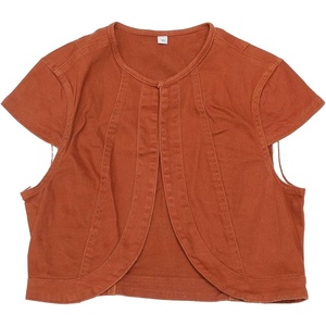 image:imageAllegra K Womens Denim Jacket Short Sleeve Jean Jacket Slim Fit Summer Outfits Casual Cropped JacketDark Brown