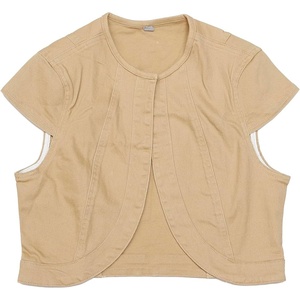 image:imageAllegra K Womens Denim Jacket Short Sleeve Jean Jacket Slim Fit Summer Outfits Casual Cropped JacketKhaki