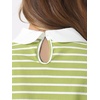 image:imageAllegra K Womens Striped Shirts Peter Pan Collar Casual Long Sleeve Top  Contrast Color Elastic Loop Closure Doll Collar Long Sleeve Striped Shirt Peter Pan Collar FittedLight Green