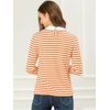 image:imageAllegra K Womens Striped Shirts Peter Pan Collar Casual Long Sleeve Top  Contrast Color Elastic Loop Closure Doll Collar Long Sleeve Striped Shirt Peter Pan Collar FittedOrange