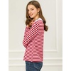image:imageAllegra K Womens Striped Shirts Peter Pan Collar Casual Long Sleeve Top  Contrast Color Elastic Loop Closure Doll Collar Long Sleeve Striped Shirt Peter Pan Collar FittedRed