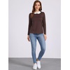 image:imageAllegra K Womens Striped Shirts Peter Pan Collar Casual Long Sleeve Top  Contrast Color Elastic Loop Closure Doll Collar Long Sleeve Striped Shirt Peter Pan Collar FittedDark Brown