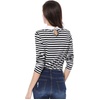 image:imageAllegra K Womens Striped Shirts Peter Pan Collar Casual Long Sleeve Top  Contrast Color Elastic Loop Closure Doll Collar Long Sleeve Striped Shirt Peter Pan Collar FittedBlack