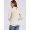 image:imageAllegra K Womens Striped Shirts Peter Pan Collar Casual Long Sleeve Top  Contrast Color Elastic Loop Closure Doll Collar Long Sleeve Striped Shirt Peter Pan Collar FittedApricot