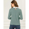 image:imageAllegra K Womens Striped Shirts Peter Pan Collar Casual Long Sleeve Top  Contrast Color Elastic Loop Closure Doll Collar Long Sleeve Striped Shirt Peter Pan Collar FittedGreen