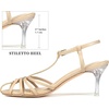 image:imageAllegra K Womens Gladiator Strappy TStrap Stiletto Heels Beige Sandals 7 M US
