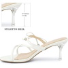 image:imageAllegra K Womens Open Toe Slide on Strappy Stiletto Heels White Sandals 8 M US