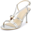 image:imageAllegra K Womens Sandal Strappy Silver Stiletto Heel 8 M US  8 Silver