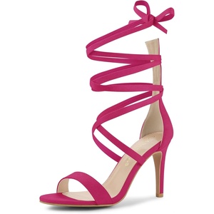 image:imageAllegra K Women Faux Suede Open Toe Stiletto Heel Lace Up Sandals  Strappy design ABS heel Open toe Lace up Stiletto heel Office Party Evening Dating 3 34 inch heightHot Pink