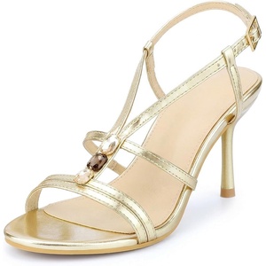 image:imageAllegra K Womens Sandal Strappy Gold Stiletto Heel 7 M US  7 Gold