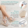 image:imageAllegra K Women Beaded Elastic Tstrap Platform Peeptoe Sandals Rubber  Cross decorative detailing Lightcatching sparkle Artisanal touch 433inch heel 157inch platformSilver