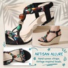 image:imageAllegra K Women Beaded Elastic Tstrap Platform Peeptoe Sandals Rubber  Cross decorative detailing Lightcatching sparkle Artisanal touch 433inch heel 157inch platformBlack