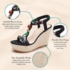 image:imageAllegra K Women Beaded Elastic Tstrap Platform Peeptoe Sandals Rubber  Cross decorative detailing Lightcatching sparkle Artisanal touch 433inch heel 157inch platformBlack