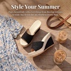 image:imageAllegra K Women Breathable Embroidered Wedge Platform Peeptoe Slip Sandals  Open toe design Easy slipon Breathable embroidered upper Comfortable wedge platform Casual summer styleBeige Black