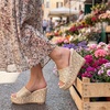 image:imageAllegra K Women Breathable Embroidered Wedge Platform Peeptoe Slip Sandals  Open toe design Easy slipon Breathable embroidered upper Comfortable wedge platform Casual summer styleBeige