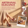 image:imageAllegra K Women Breathable Embroidered Wedge Platform Peeptoe Slip Sandals  Open toe design Easy slipon Breathable embroidered upper Comfortable wedge platform Casual summer styleRed