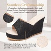 image:imageAllegra K Women Breathable Embroidered Wedge Platform Peeptoe Slip Sandals  Open toe design Easy slipon Breathable embroidered upper Comfortable wedge platform Casual summer styleBlack